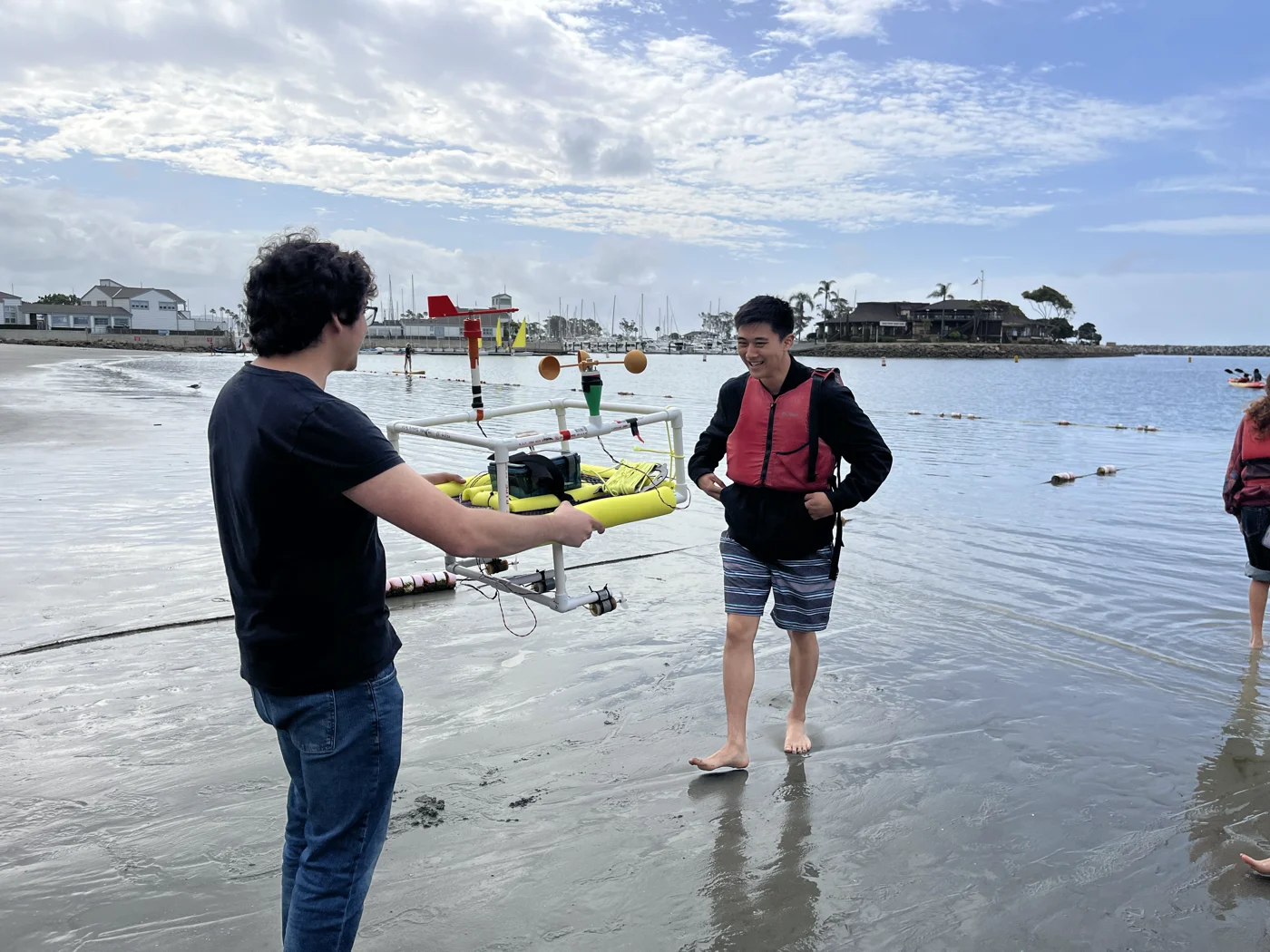 Launching the Basilisk at the water's edge at Dana Point